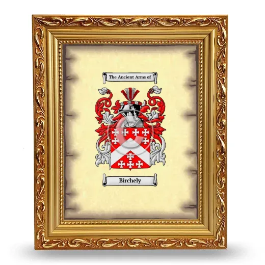 Birchely Coat of Arms Framed - Gold