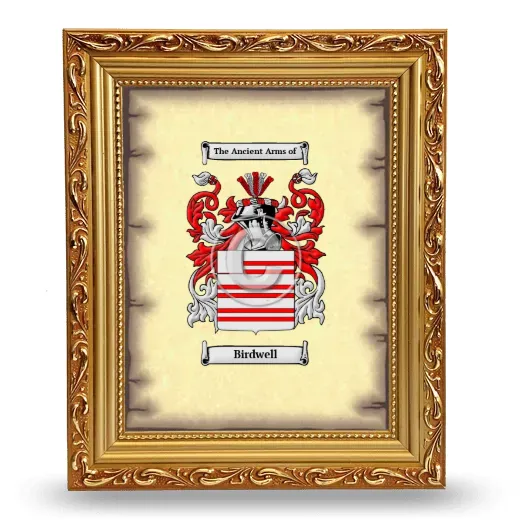 Birdwell Coat of Arms Framed - Gold