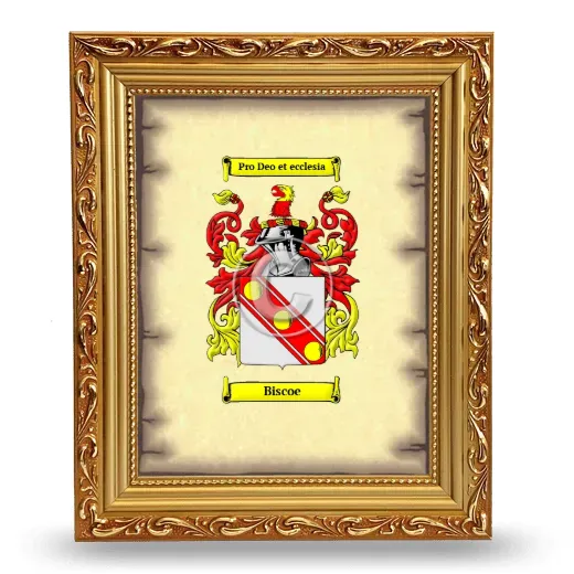 Biscoe Coat of Arms Framed - Gold