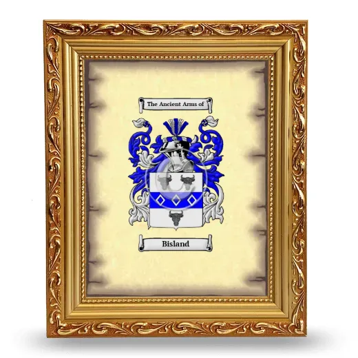 Bisland Coat of Arms Framed - Gold
