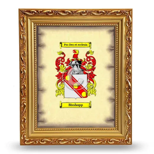 Bisshopp Coat of Arms Framed - Gold