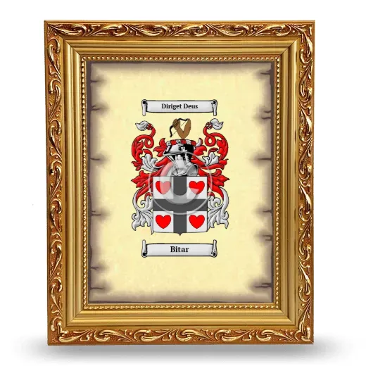Bitar Coat of Arms Framed - Gold