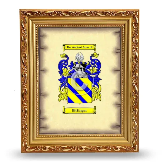 Bittinger Coat of Arms Framed - Gold