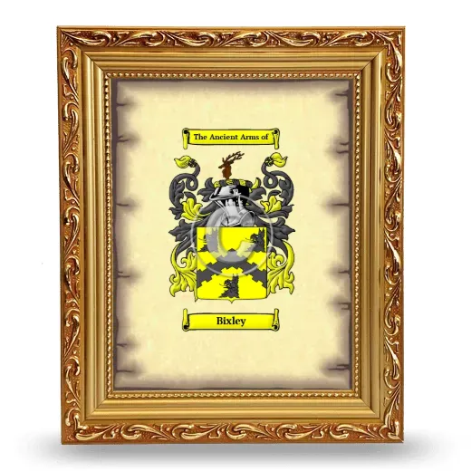 Bixley Coat of Arms Framed - Gold