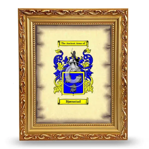Bjørnstad Coat of Arms Framed - Gold