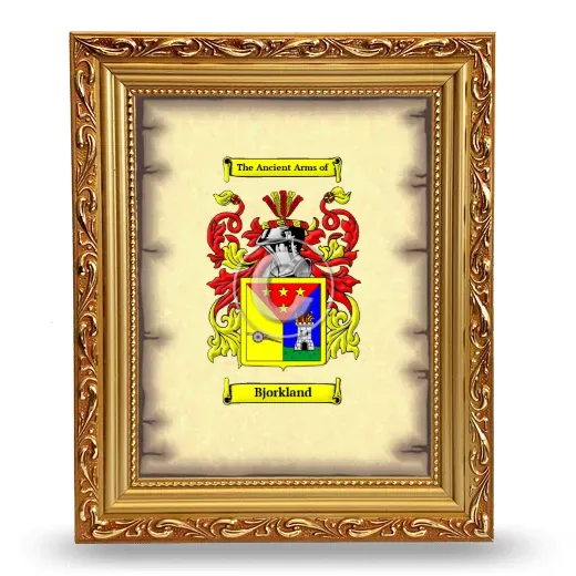 Bjorkland Coat of Arms Framed - Gold