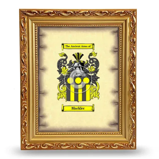 Blackler Coat of Arms Framed - Gold