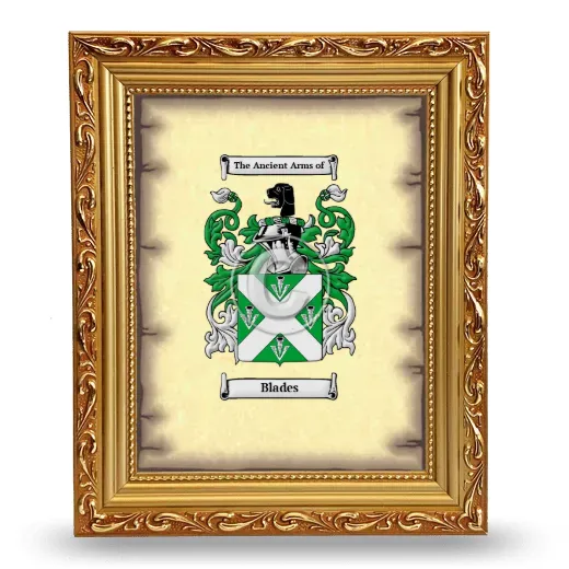 Blades Coat of Arms Framed - Gold