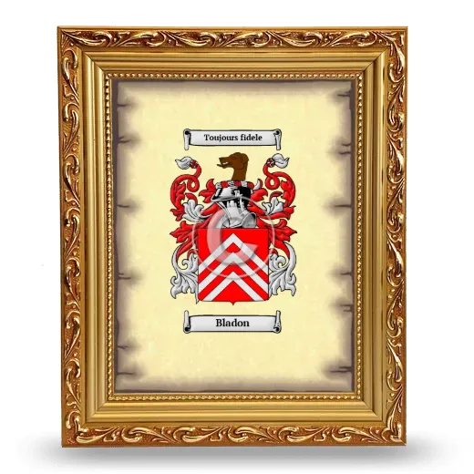 Bladon Coat of Arms Framed - Gold