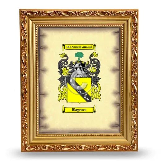 Blagrove Coat of Arms Framed - Gold