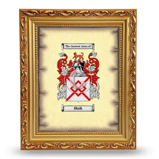 Blaik Coat of Arms Framed - Gold