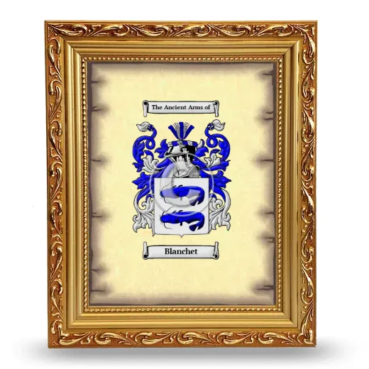 Blanchet Coat of Arms Framed - Gold