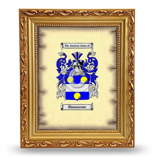 Blansarone Coat of Arms Framed - Gold