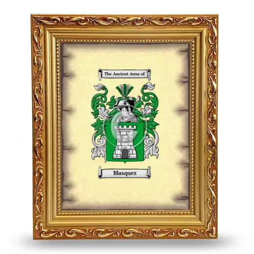 Blasquez Coat of Arms Framed - Gold