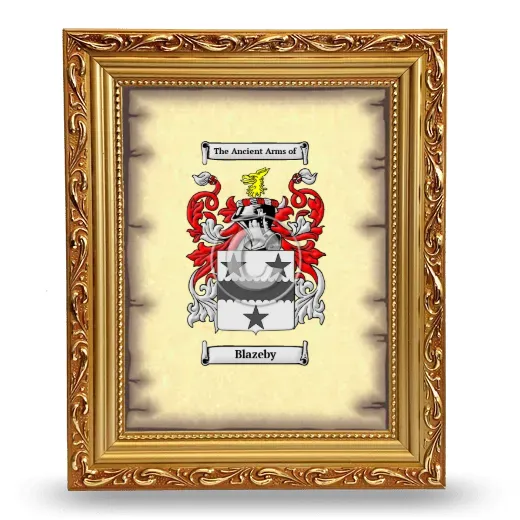 Blazeby Coat of Arms Framed - Gold