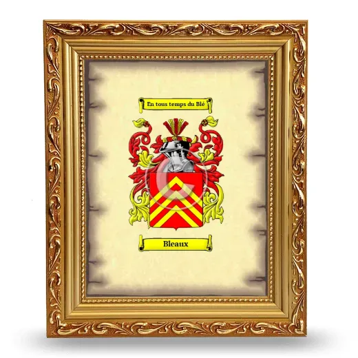Bleaux Coat of Arms Framed - Gold