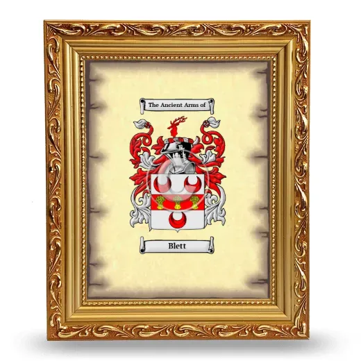 Blett Coat of Arms Framed - Gold
