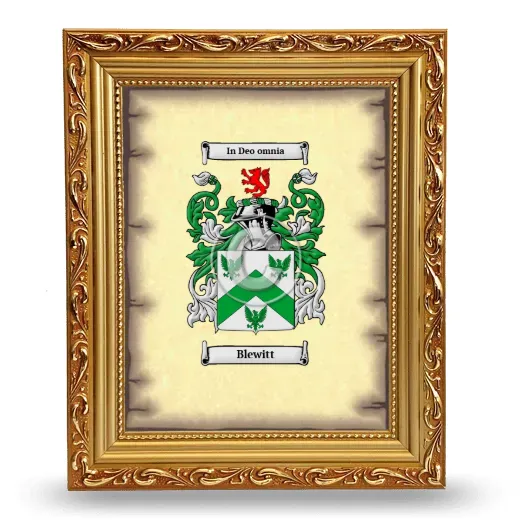 Blewitt Coat of Arms Framed - Gold