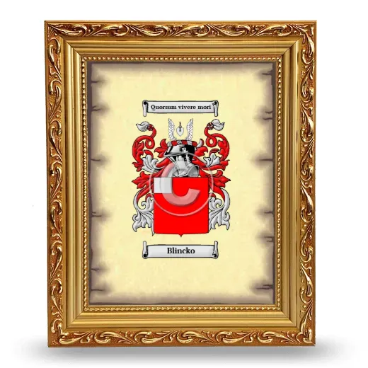 Blincko Coat of Arms Framed - Gold