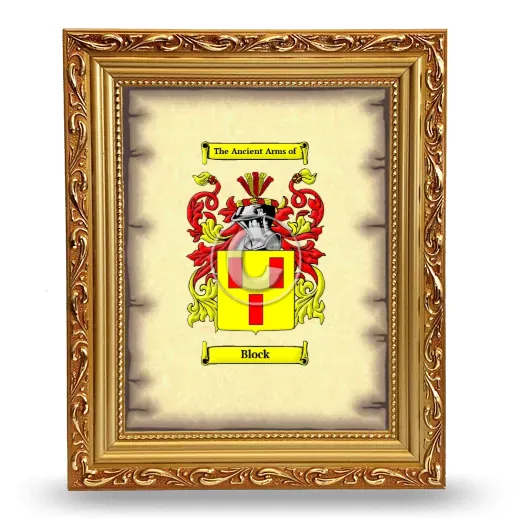 Block Coat of Arms Framed - Gold