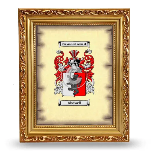 Blodwell Coat of Arms Framed - Gold
