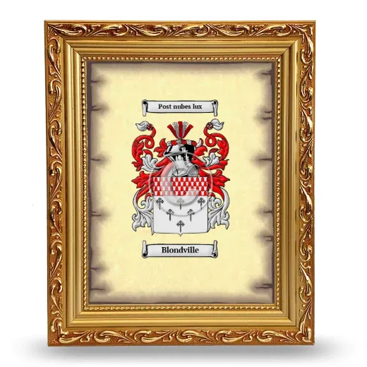 Blondville Coat of Arms Framed - Gold