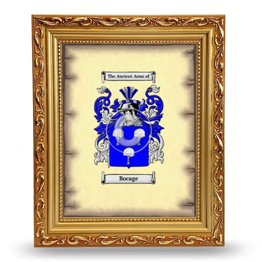 Bocage Coat of Arms Framed - Gold