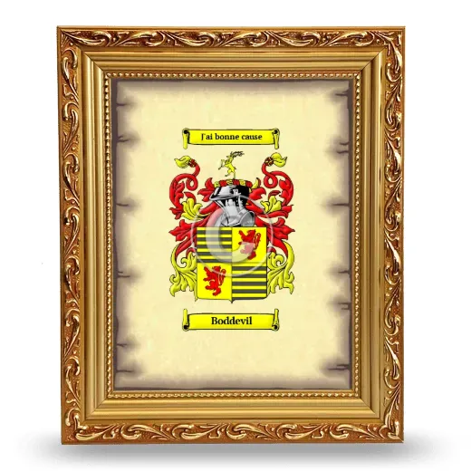 Boddevil Coat of Arms Framed - Gold