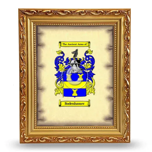 Bodenhamer Coat of Arms Framed - Gold