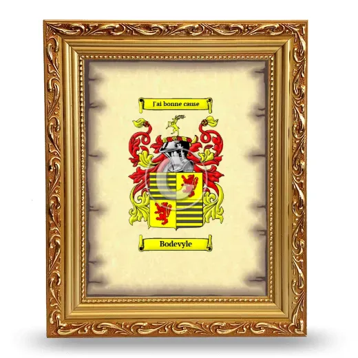 Bodevyle Coat of Arms Framed - Gold