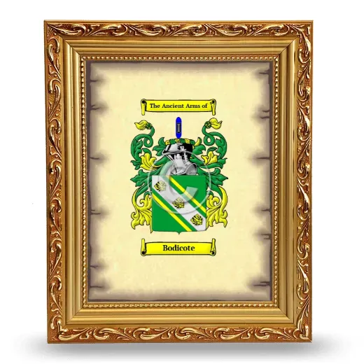 Bodicote Coat of Arms Framed - Gold