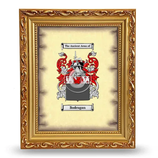 Bodrugan Coat of Arms Framed - Gold