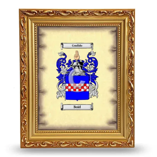 Boid Coat of Arms Framed - Gold