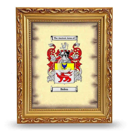 Bolen Coat of Arms Framed - Gold