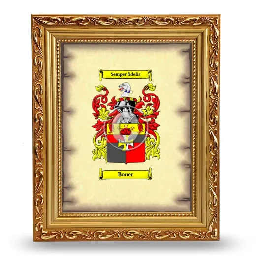 Boner Coat of Arms Framed - Gold