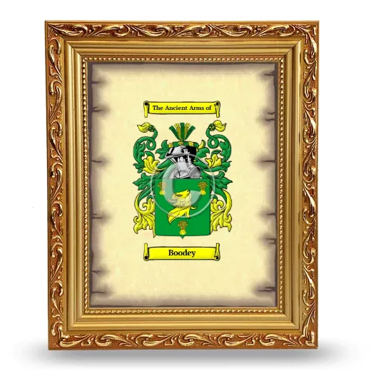 Boodey Coat of Arms Framed - Gold