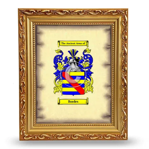 Bordes Coat of Arms Framed - Gold