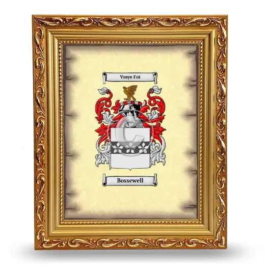 Bossewell Coat of Arms Framed - Gold