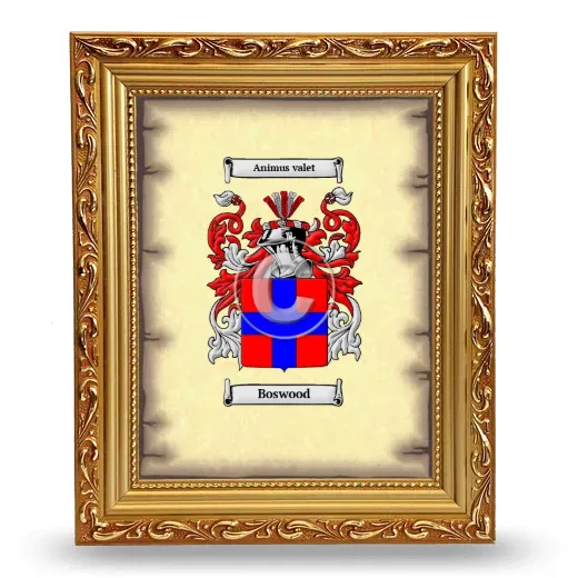 Boswood Coat of Arms Framed - Gold
