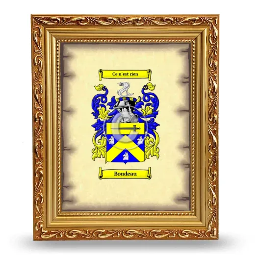 Boudeau Coat of Arms Framed - Gold
