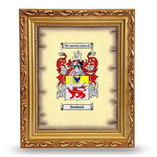 Bouland Coat of Arms Framed - Gold