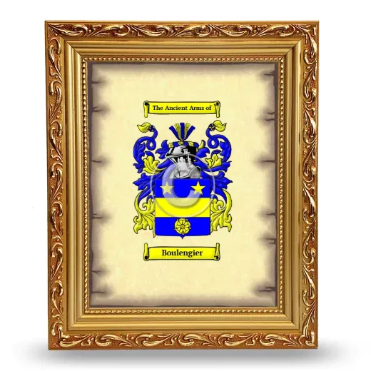 Boulengier Coat of Arms Framed - Gold