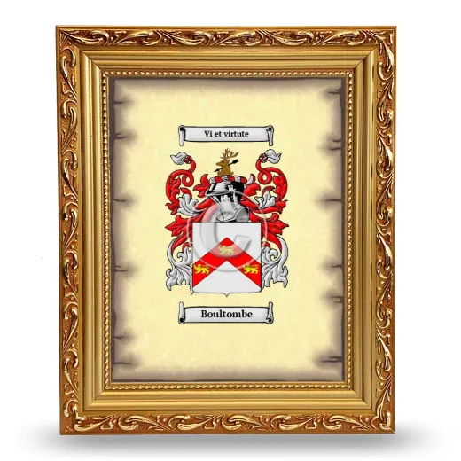 Boultombe Coat of Arms Framed - Gold