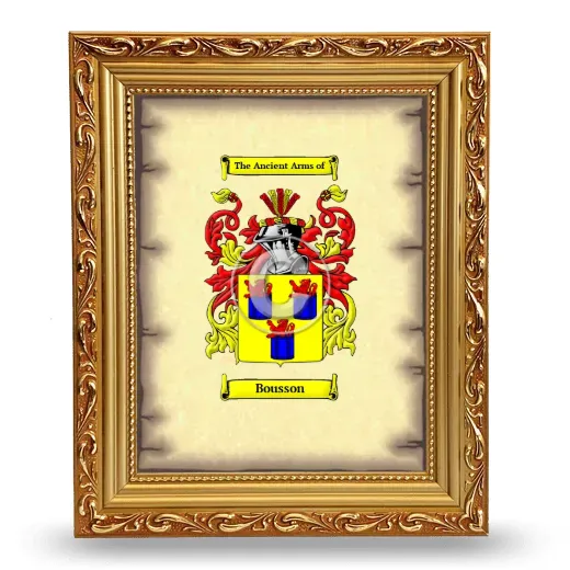 Bousson Coat of Arms Framed - Gold