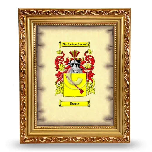 Boutz Coat of Arms Framed - Gold