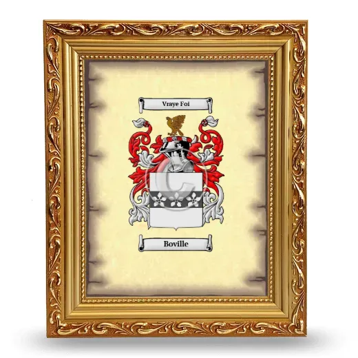 Boville Coat of Arms Framed - Gold