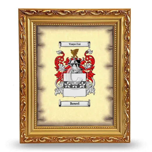 Bowel Coat of Arms Framed - Gold