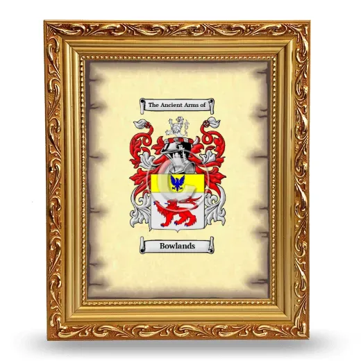 Bowlands Coat of Arms Framed - Gold