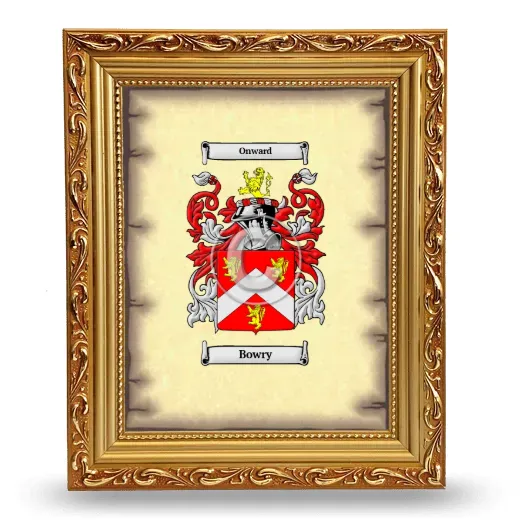 Bowry Coat of Arms Framed - Gold