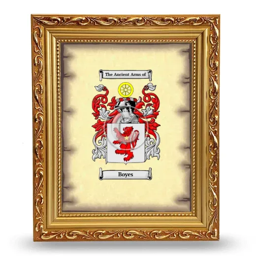 Boyes Coat of Arms Framed - Gold